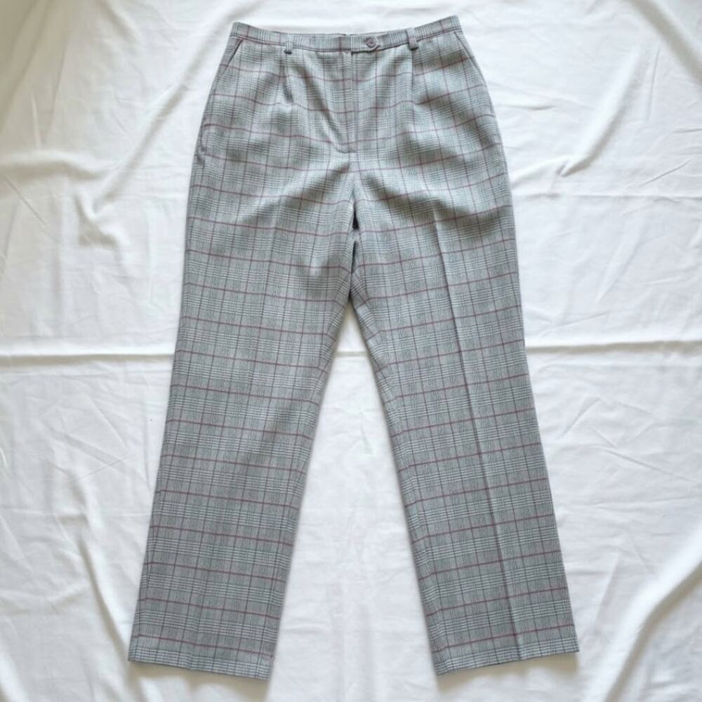 Sag Harbor Vintage Gray Plaid Straight Leg Trousers Pants Womens 12 / 14 Large